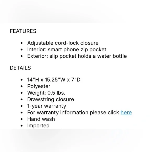 NWT Eddie Bauer Stowaway 25L Cinch Ripstop Nylon Tote in Onyx (black) - Picture 6 of 6